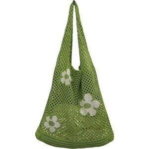 Crochet Tote Bag Knitted Shoulder Hobo for Women Y2k Purse for Girls Beach Bags